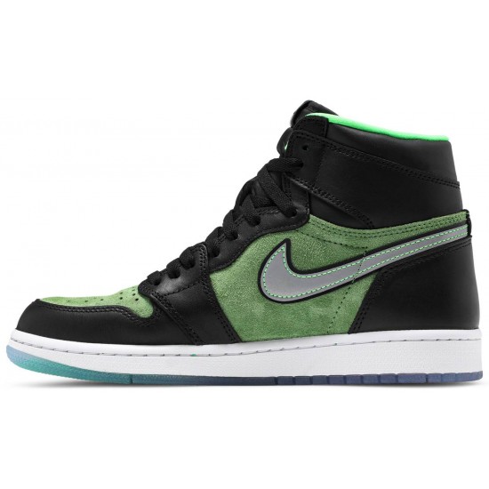 Jordan 1 High Zoom 'Zen Green'
 Nero/Nero/Tomatillo/Verde rabbia AJ 1 Scarpe CK6637 002