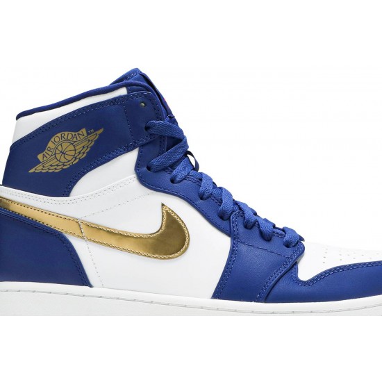 Jordan 1 Retro High 'Gold Medal'
 Deep Royal Blue/Metallic Gold Coin-Bianco AJ 1 Scarpe 332550 406