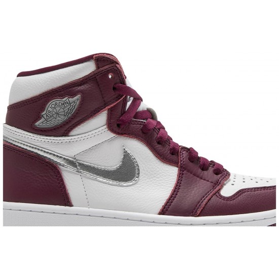 Jordan 1 Retro High OG 'Bordeaux' Bordeaux/bianco/argento metallizzato AJ 1 Scarpe555088 611