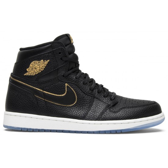 Jordan 1 Retro High OG 'City of Flight'
 Nero/Vertice Bianco-Oro metallizzato AJ 1 Scarpe 555088 031