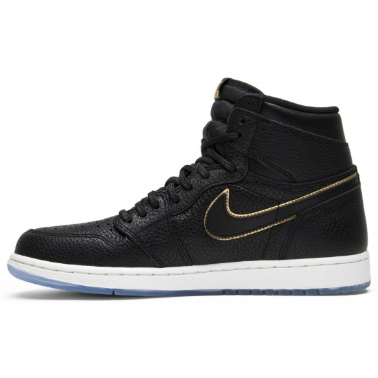 Jordan 1 Retro High OG 'City of Flight'
 Nero/Vertice Bianco-Oro metallizzato AJ 1 Scarpe 555088 031