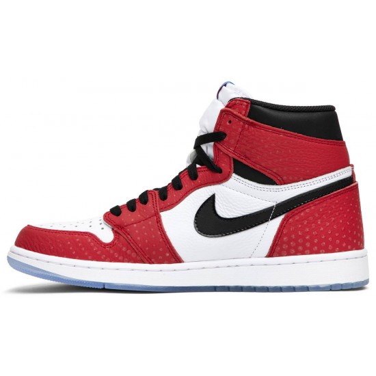 Jordan 1 Retro High OG 'Origin Story' Palestra Rosso/Bianco-Nero-Foto Blu AJ 1 Scarpe555088 602