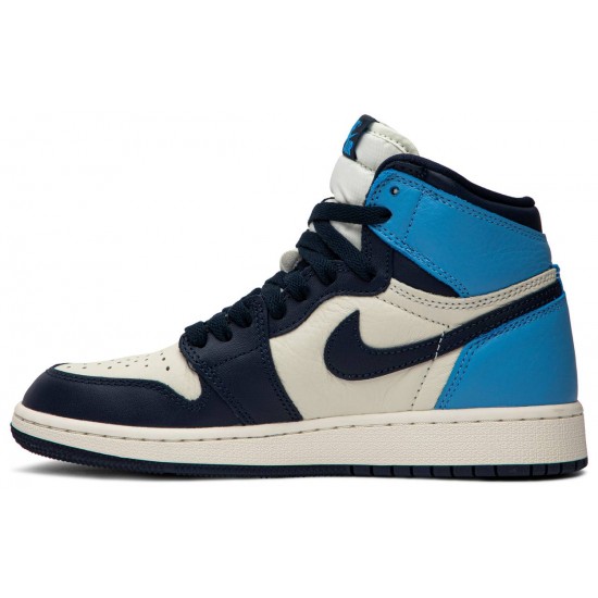 Jordan 1 Retro High OG GS 'Obsidian'
 Vela/Ossidiana/University Blue AJ 1 Scarpe 575441 140