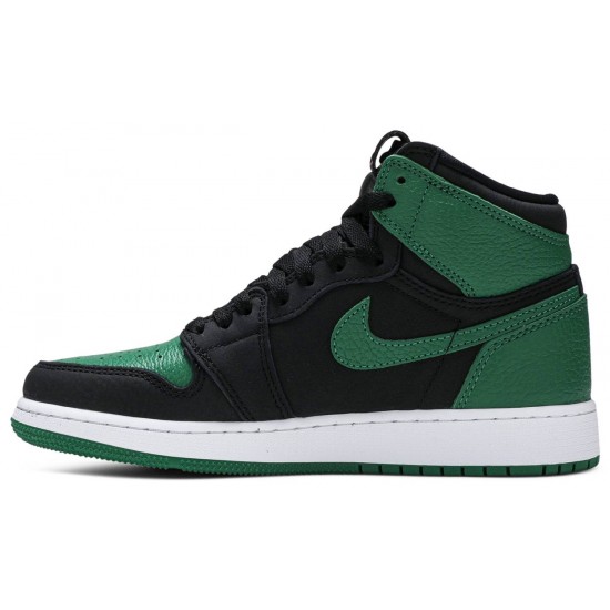 Jordan 1 Retro High OG GS 'Pine Green 2.0'
 Nero/verde pino/bianco/rosso palestra AJ 1 Scarpe 575441 030