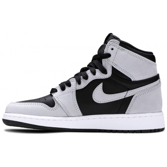 Jordan 1 Retro High OG GS 'Shadow 2.0' Nero/Grigio Fumo Chiaro/Bianco AJ 1 Scarpe575441 035