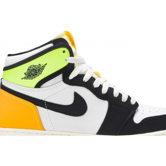 Jordan 1 Retro High OG GS 'Volt Gold'
 Bianco/Volt/Oro universitario/Nero AJ 1 Scarpe 575441 118