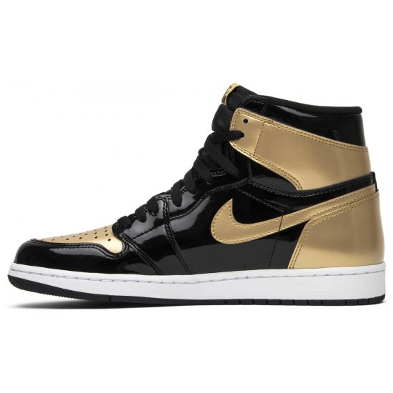 Jordan 1 Retro High OG NRG 'Gold Toe'
 Nero/Nero-Oro Metallico-Bianco AJ 1 Scarpe 861428 007