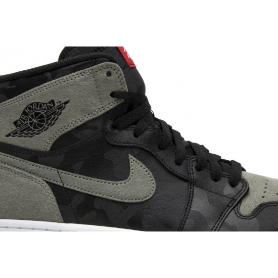 Jordan 1 Retro High Premium 'Shadow Camo'
 Nero/Nero-Stucco Scuro/Bianco-Rosso Universitario AJ 1 Scarpe AA3993 034