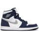 Jordan 1 Retro High co.JP 'Midnight Navy' 2020" Bianco/Marina di mezzanotte/Argento metallizzato AJ 1 ScarpeDC1788 100