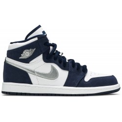 Jordan 1 Retro High co.JP PS 'Midnight Navy'
 Bianco/Marina di mezzanotte/Argento metallizzato AJ 1 Scarpe AQ2664 141