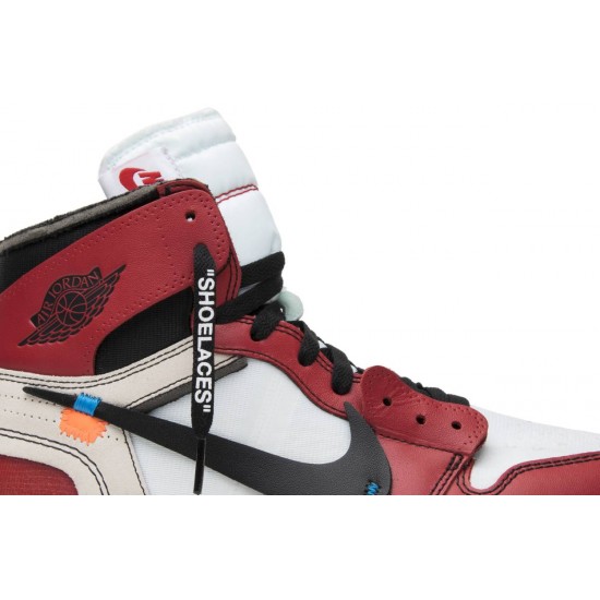 Off-White x Jordan 1 Retro High OG 'Chicago' Bianco/Nero-Varsity Rosso-Nero AJ 1 Scarpeaa3834 101