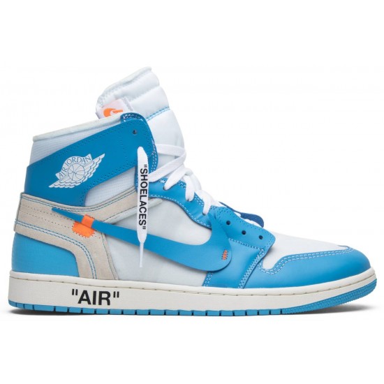 Off-White x Jordan 1 Retro High OG 'UNC' Sample
 Cono bianco/blu polvere scuro AJ 1 Scarpe AQ0818 148 S