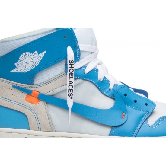 Off-White x Jordan 1 Retro High OG 'UNC' Sample
 Cono bianco/blu polvere scuro AJ 1 Scarpe AQ0818 148 S