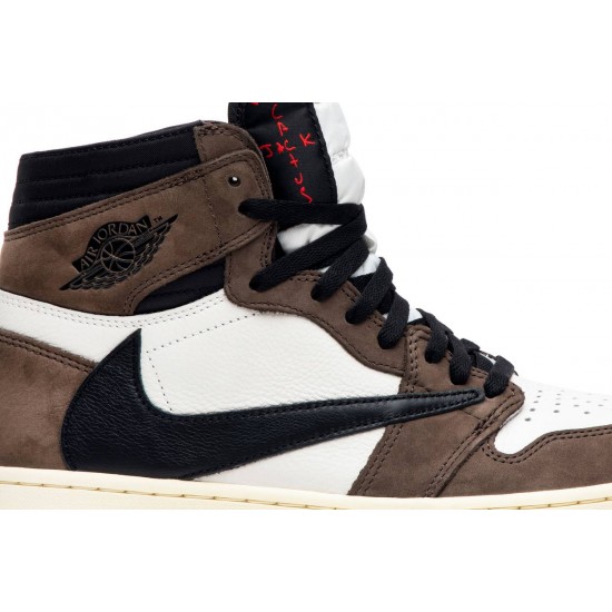 Travis Scott x Jordan 1 Retro High OG 'Mocha' Sample
 Vela/Moka Scuro-University Red-Black AJ 1 Scarpe CD4487 100 S