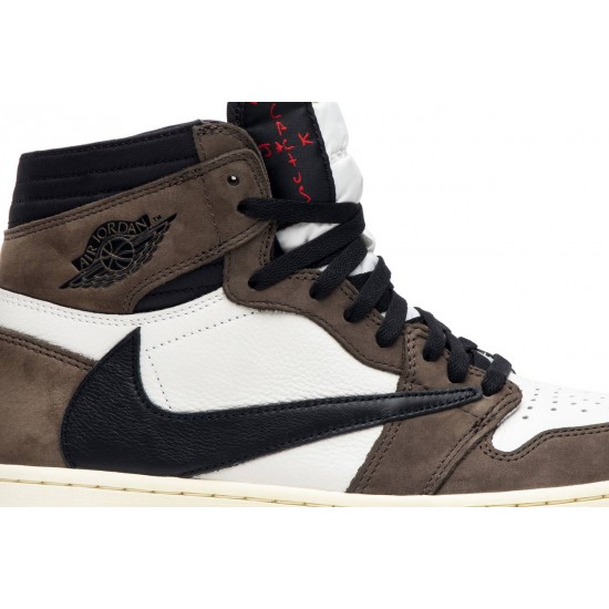 Travis Scott x Jordan 1 Retro High OG 'Mocha' Vela/Moka Scuro-University Red-Black AJ 1 ScarpeCD4487 100