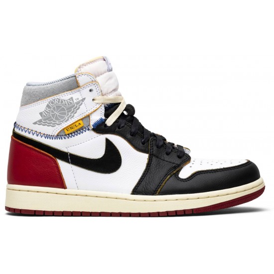 Union LA x Jordan 1 Retro High NRG 'Black Toe'
 Bianco/Nero/Rosso Varsity/Grigio Lupo AJ 1 Scarpe BV1300 106