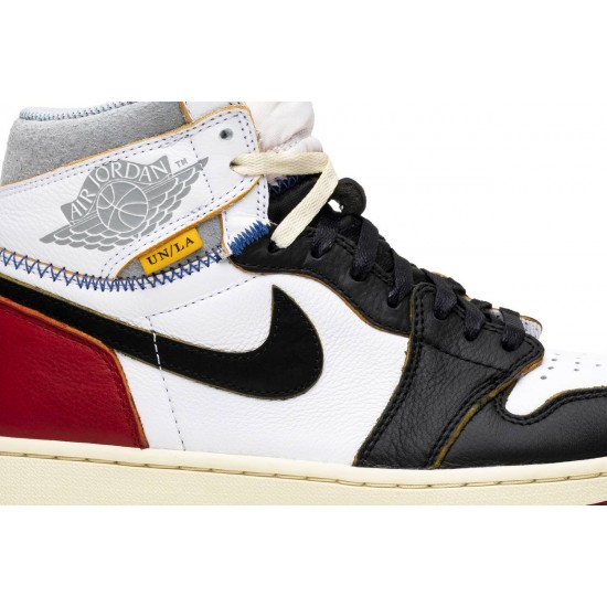 Union LA x Jordan 1 Retro High NRG 'Black Toe'
 Bianco/Nero/Rosso Varsity/Grigio Lupo AJ 1 Scarpe BV1300 106