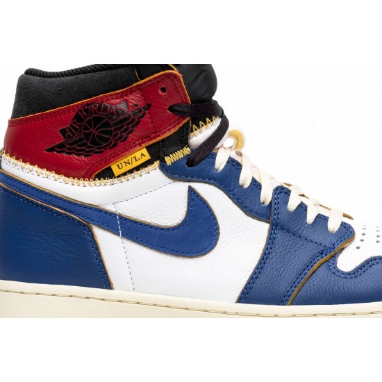 Union LA x Jordan 1 Retro High NRG 'Storm Blue'
 Bianco/Blu Tempesta/Rosso Varsity/Nero AJ 1 Scarpe BV1300 146