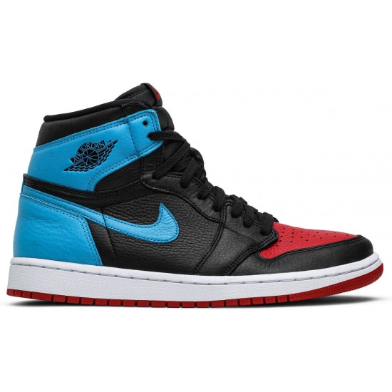 Donne Jordan 1 High OG 'UNC To Chicago' Nero/blu polvere scuro/rosso palestra AJ 1 ScarpeCD0461 046