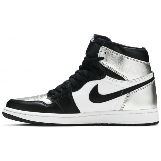 Donne Jordan 1 Retro High OG 'Silver Toe' Nero/Argento metallizzato/Bianco/Nero AJ 1 ScarpeCD0461 001