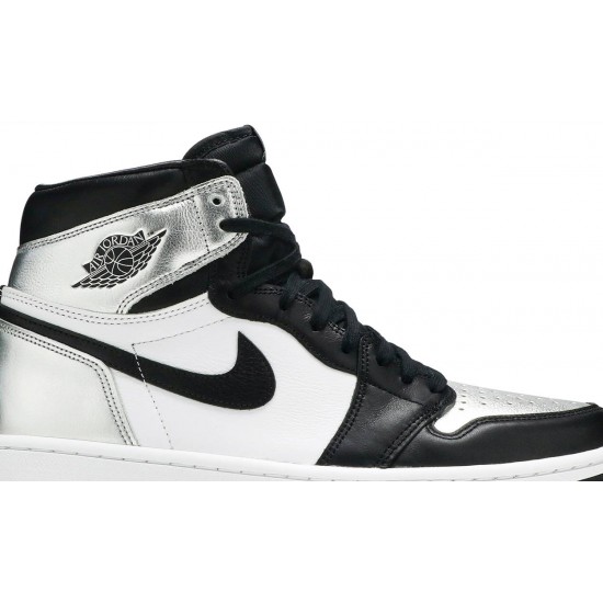 Donne Jordan 1 Retro High OG 'Silver Toe' Nero/Argento metallizzato/Bianco/Nero AJ 1 ScarpeCD0461 001