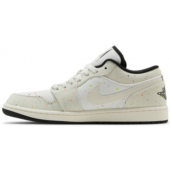 Jordan 1 Low 'Brushstroke Swoosh - Paint Splatter'
 Naturale/Nero/Multicolore AJ 1 Scarpe DM3528 100