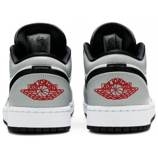 Jordan 1 Low 'Light Smoke Grey'
 Grigio Fumé Chiaro/Rosso Palestra/Bianco AJ 1 Scarpe 553558 030