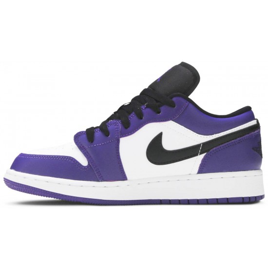 Jordan 1 Low GS 'Court Purple'
 Corte Viola/Nero/Bianco AJ 1 Scarpe 553560 500