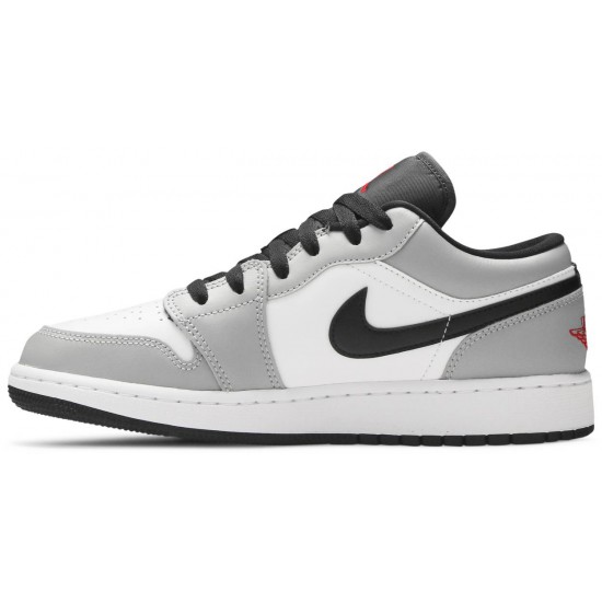 Jordan 1 Low GS 'Light Smoke Grey'
 Grigio Fumé Chiaro/Rosso Palestra/Bianco AJ 1 Scarpe 553560 030