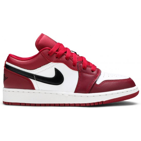 Jordan 1 Low GS 'Noble Red'
 Nobile Rosso/Bianco/Nero AJ 1 Scarpe 553560 604