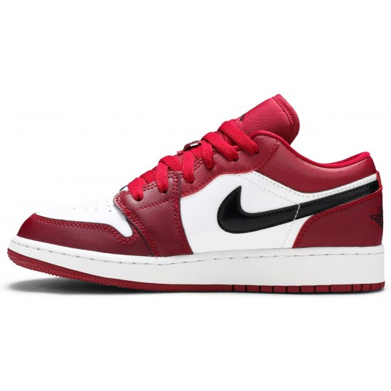 Jordan 1 Low GS 'Noble Red'
 Nobile Rosso/Bianco/Nero AJ 1 Scarpe 553560 604