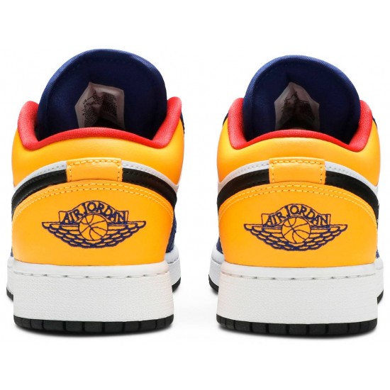 Jordan 1 Low GS 'Royal Yellow'
 Bianco/Rosso pista/Blu zaffiro profondo/Arancio laser/Nero AJ 1 Scarpe 553560 123