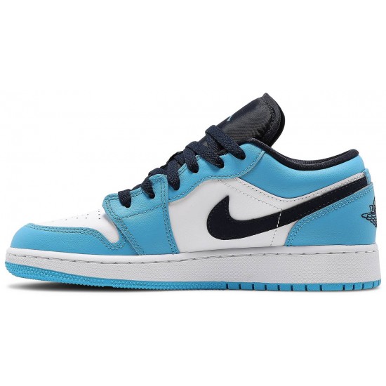 Jordan 1 Low GS 'UNC'
 Bianco/Blu Università/Ossidiana AJ 1 Scarpe 553560 144