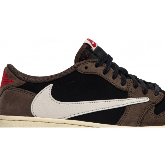 Travis Scott x Jordan 1 Low 'Mocha' Black/Dark Mocha-University Red-Sail AJ 1 ScarpeCQ4277 001