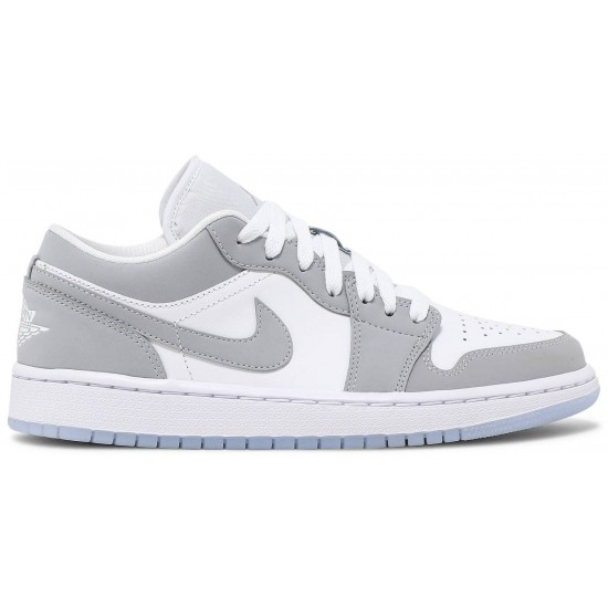 Donne Jordan 1 Low 'White Wolf Grey' Bianco/Grigio Lupo/Alluminio AJ 1 ScarpeDC0774 105