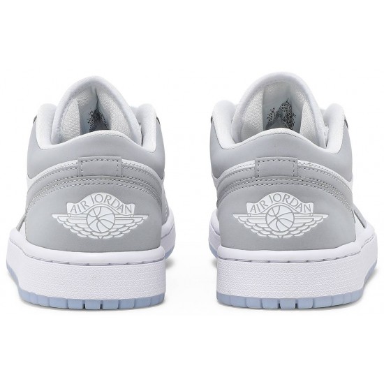 Donne Jordan 1 Low 'White Wolf Grey' Bianco/Grigio Lupo/Alluminio AJ 1 ScarpeDC0774 105