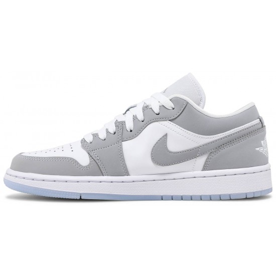 Donne Jordan 1 Low 'White Wolf Grey' Bianco/Grigio Lupo/Alluminio AJ 1 ScarpeDC0774 105