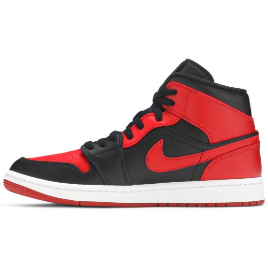 Jordan 1 Mid 'Banned' Nero/Rosso Università/Nero/Bianco AJ 1 Scarpe554724 074