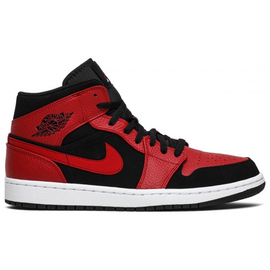 Jordan 1 Mid 'Bred'
 Nero/Rosso Palestra-Bianco AJ 1 Scarpe 554724 054