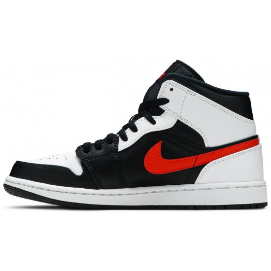 Jordan 1 Mid 'Chile Red'
 Nero/Cile Rosso/Bianco AJ 1 Scarpe 554724 075