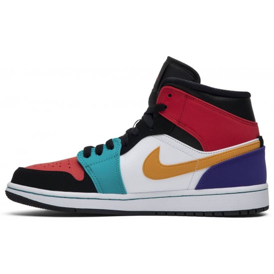 Jordan 1 Mid 'Multi-Color'
 Bianco/Nero-Verde Turbo-Rosso Universitario AJ 1 Scarpe 554724 125