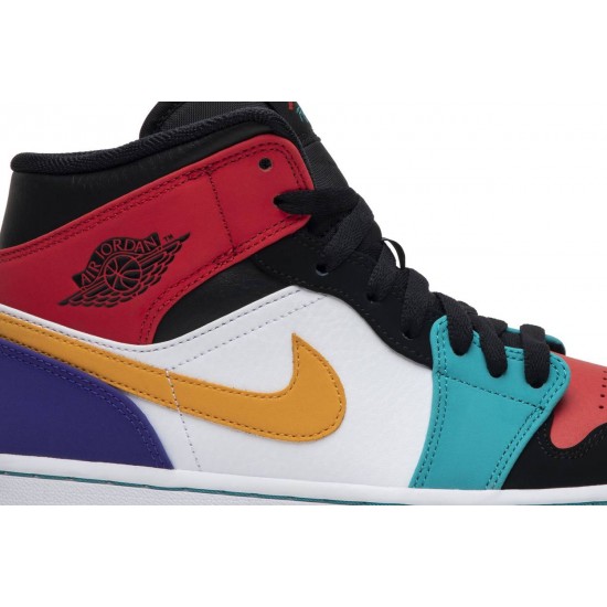 Jordan 1 Mid 'Multi-Color'
 Bianco/Nero-Verde Turbo-Rosso Universitario AJ 1 Scarpe 554724 125