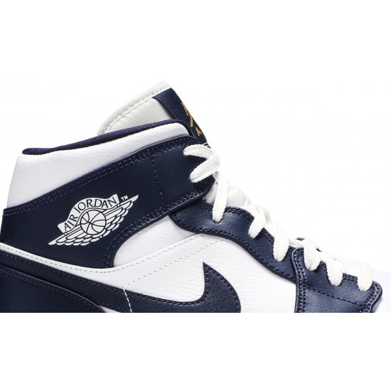 Jordan 1 Mid 'Obsidian'
 Bianco/Ossidiana-Oro Metallico AJ 1 Scarpe 554724 174