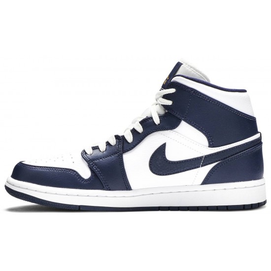 Jordan 1 Mid 'Obsidian'
 Bianco/Ossidiana-Oro Metallico AJ 1 Scarpe 554724 174