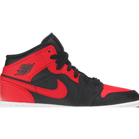 Jordan 1 Mid GS 'Banned'
 Nero/Rosso Università/Nero/Bianco AJ 1 Scarpe 554725 074