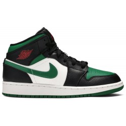 Jordan 1 Mid GS 'Black Pine Green'
 Nero/Bianco/Rosso palestra/Verde pino AJ 1 Scarpe 554725 067