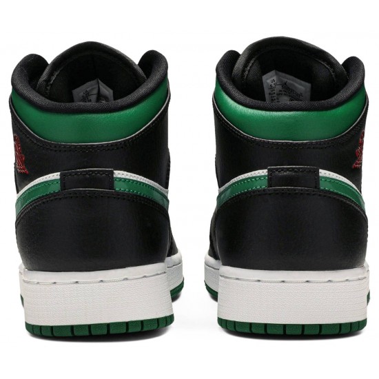 Jordan 1 Mid GS 'Black Pine Green'
 Nero/Bianco/Rosso palestra/Verde pino AJ 1 Scarpe 554725 067