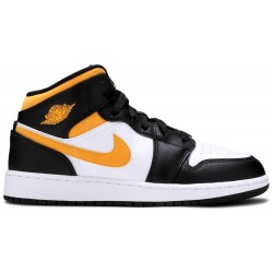 Jordan 1 Mid GS 'Black University Gold'
 Bianco/polline/nero AJ 1 Scarpe 554725 177