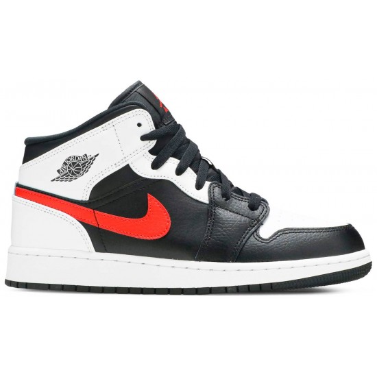 Jordan 1 Mid GS 'Chile Red'
 Nero/Cile Rosso/Bianco AJ 1 Scarpe 554725 075