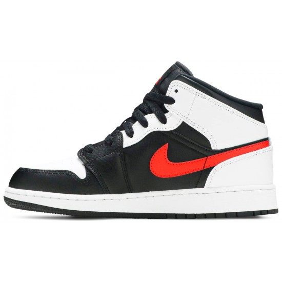 Jordan 1 Mid GS 'Chile Red'
 Nero/Cile Rosso/Bianco AJ 1 Scarpe 554725 075